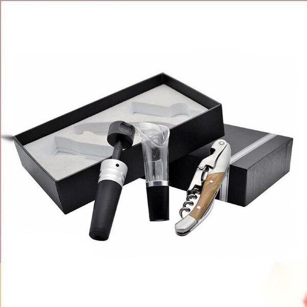 CorkScrew Bottle Wine Stainless Steel Kageki Wood Opener Professional Pourer Pump Stopper Gift Set Pack