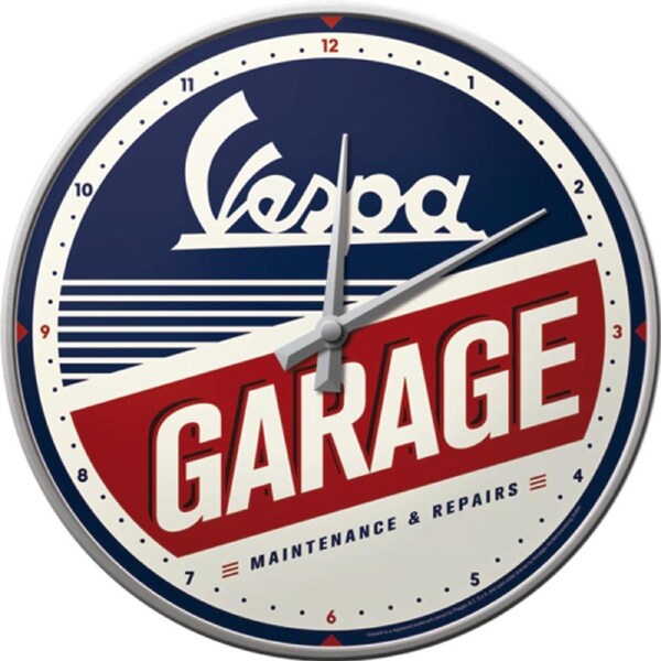 Vespa Garage Old School Retro Wall Clock Man Cave