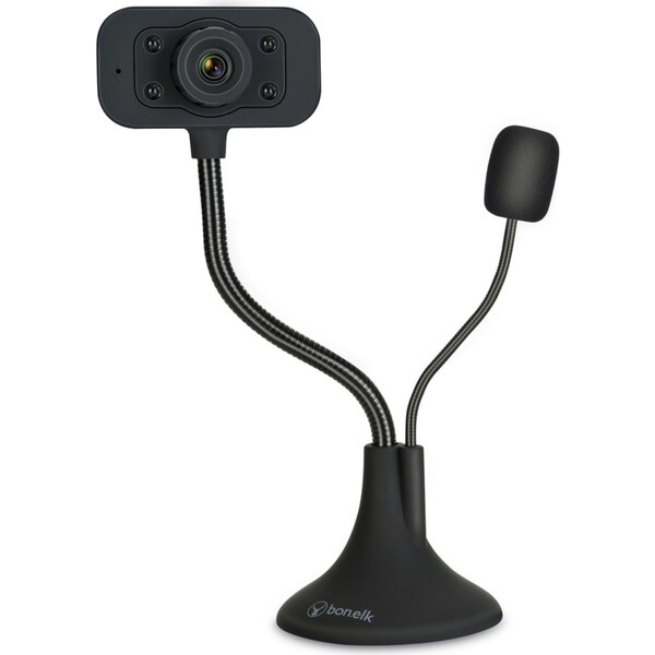 Bonelk USB Desktop Webcam Flexible Neck 1080P Full HD Web Camera for PC Black