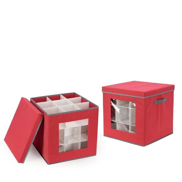 Christmas Decorations Storage Cubes - Set of 2 Red