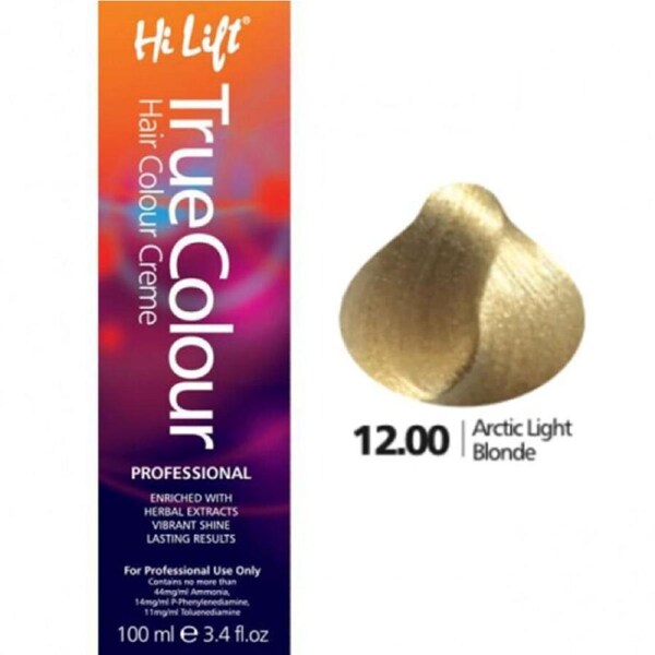 Hi Lift True Colour Permanent Hair Dye Cream 12.00 Arctic Light Blonde 100ml