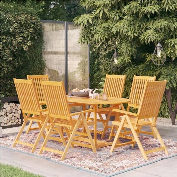 7 Piece Garden Dining Set Solid Teak Wood vidaXL