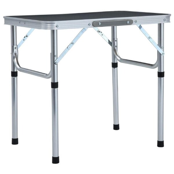 Folding Camping Table Grey Aluminium 60x45 cm vidaXL