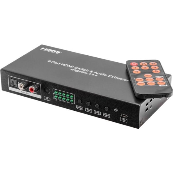Pro.2 4-Way 36bit 18GBps HDMI 5V 2.0 Switcher/Audio Extractor w/Remote/RCA Ouput