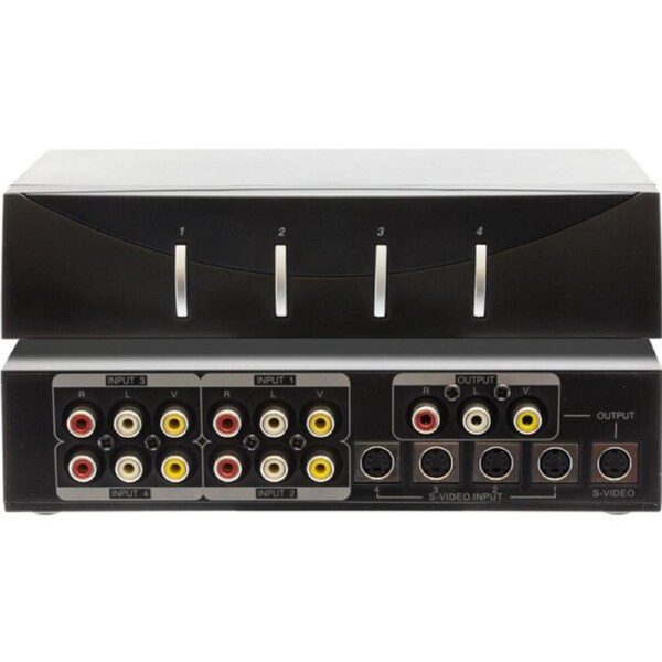 Pro.2 4-Way AV Composite/S-Video Selector VCRs/Gaming Consoles 10Hz-20K Hz