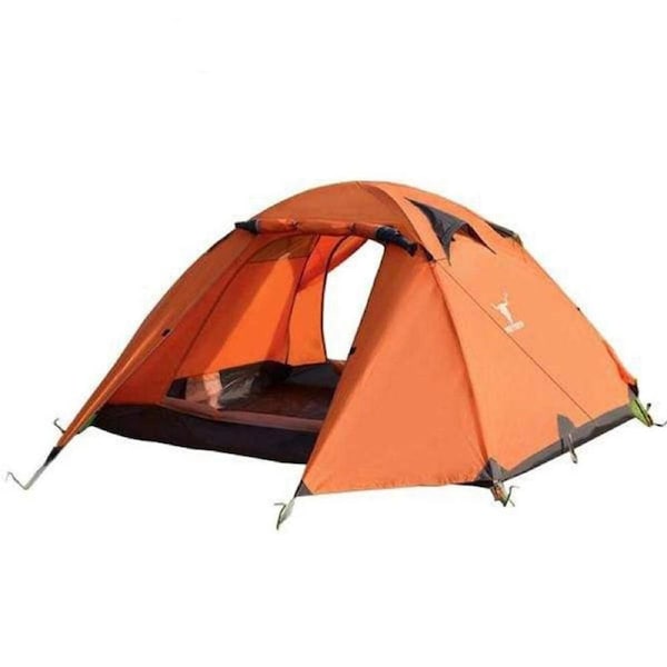 2 Person Portable Outdoor Lightweight Cycling Hiking Backpacking Camping Waterproof Tent - Orange
