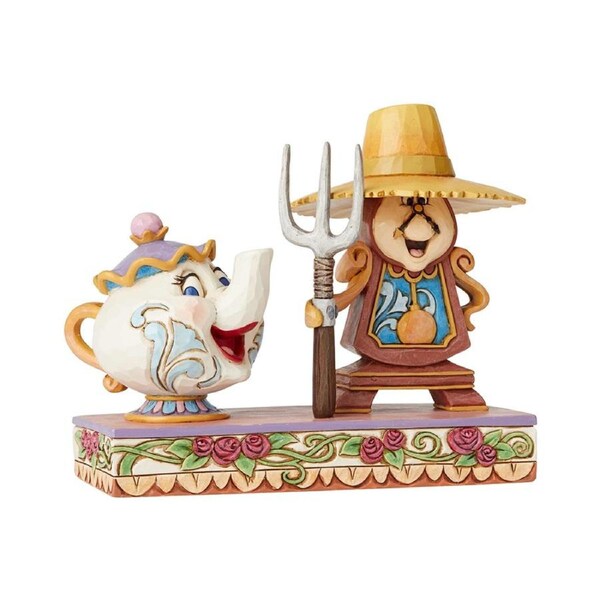 Disney Traditions by Jim Shore - Mrs Potts & Cogsworth - Beauty & the Beast Figurine 13cm