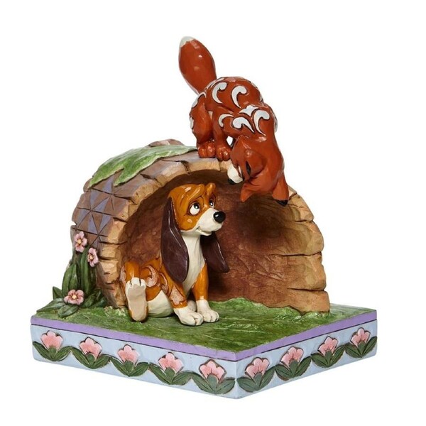 Disney Traditions by Jim Shore - Unlikely Friends on Log - Fox & Hound Figurine 14.6cm