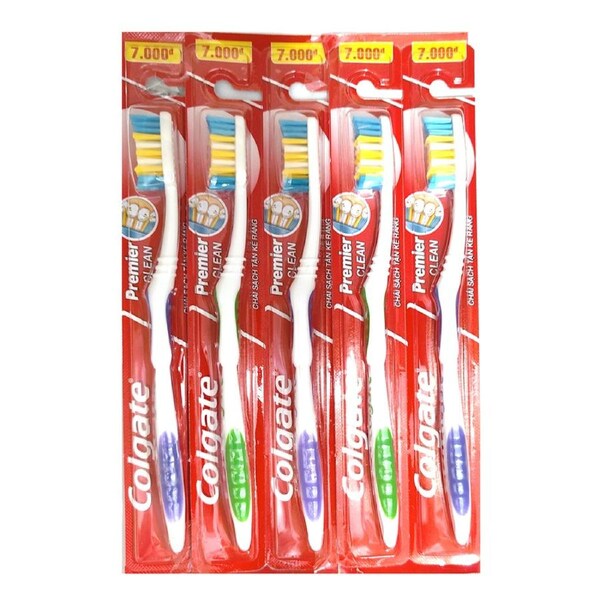 5PK Colgate Premier Clean Standard Adult Toothbrush Dental Oral Teeth Care Set