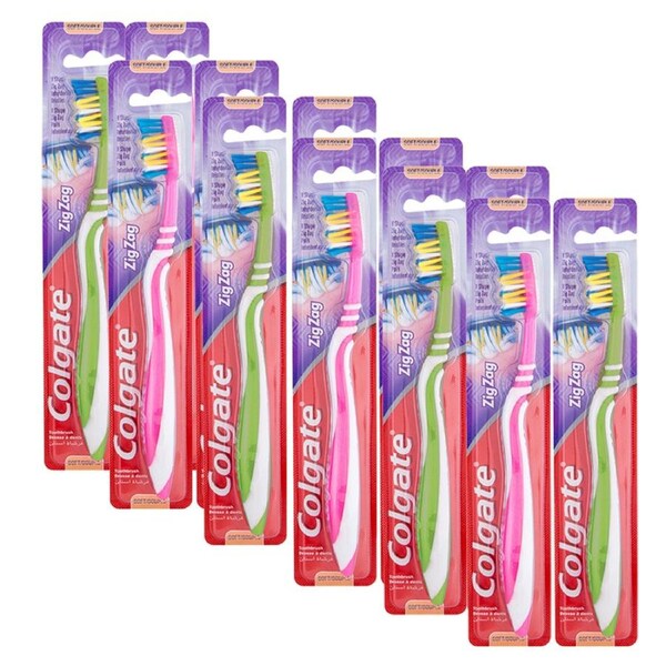 12PK Colgate Zig Zag Toothbrush Dental Oral Care Pack Soft Bristles Assorted