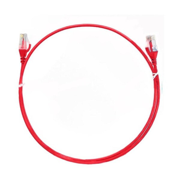 8WARE CAT6 Ultra Thin Slim Cable 15m - Red Color Premium RJ45 Ethernet Network LAN UTP Patch Cord 26AWG