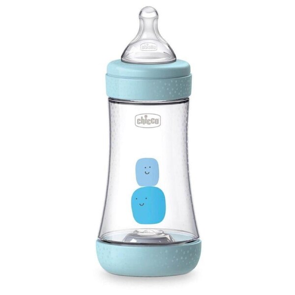 Chicco Perfect 5 Silicone Bottle Medium Flow (Blue) - 240mL