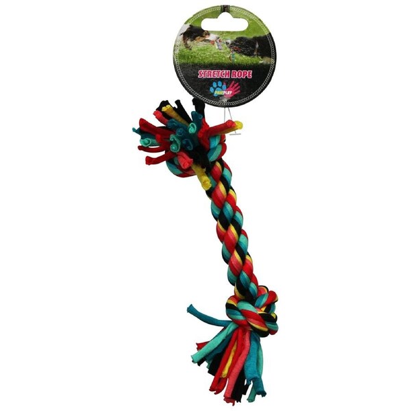 Paw Play 21cm Stretch Bone Rope Cotton Knots/Braided Teeth Clean Tug War Dog Toy
