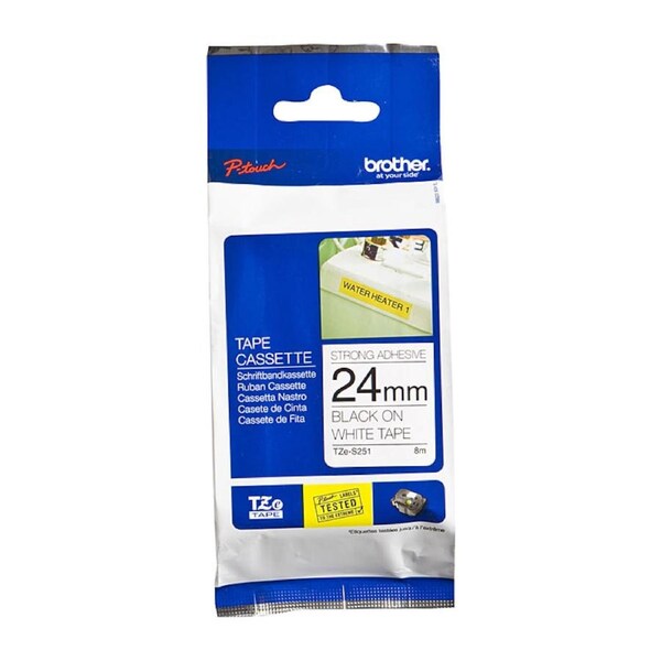 BROTHER TZeS251 Labelling Tape 24MM Black White Tape Strong Adhesive TZE Tape