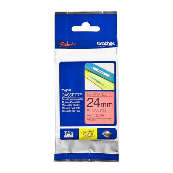 BROTHER TZe451 Labelling Tape 24mm Black on Red TZE Tape