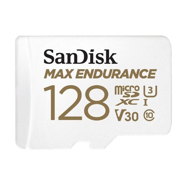 SANDISK 128GB MAX High Endurance microSDHC Card SQQVR 60,000 Hr Hrs UHS-I C10 U3 V30 100MB/s R, 40MB/s W SD adaptor 10Y
