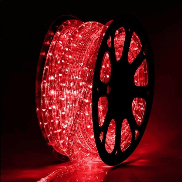 Christmas Lights Single Length 50m LED Rope Light with 8 Functions AC Adapter Included Red