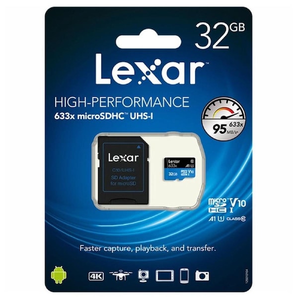 Lexar 32GB Micro SD Card SDHC UHS-I High Performance 633x 95MB/s U1 4K Mobile Phone TF Memory Card