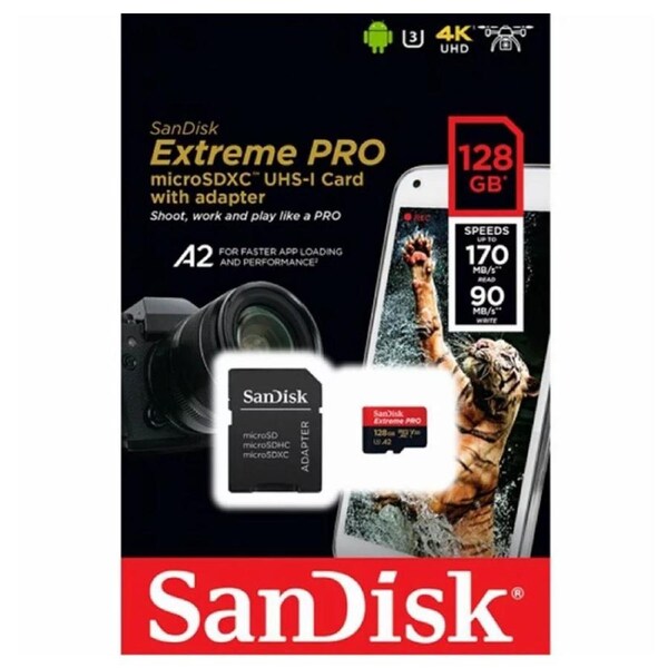 SanDisk Extreme Pro 128GB Micro SD Card SDXC UHS-I Action Camera GoPro Memory Card 4K U3 170Mb/s A2