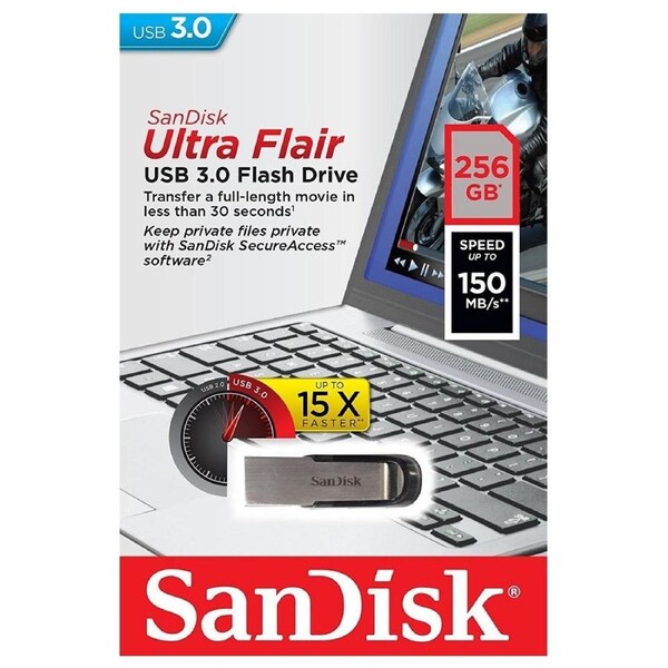 SanDisk USB 3.0 Ultra Flair 256GB Flash Drive