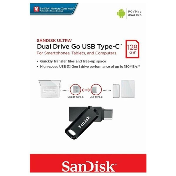 SanDisk 128GB Ultra Dual Type-C GO USB Flash Drive