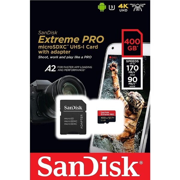 SanDisk Extreme Pro 400GB Micro SD Card SDXC UHS-I Action Camera GoPro Memory Card 4K U3 170Mb/s