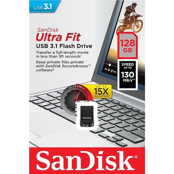 SanDisk USB 3.1 128GB Ultra Fit Flash Drive