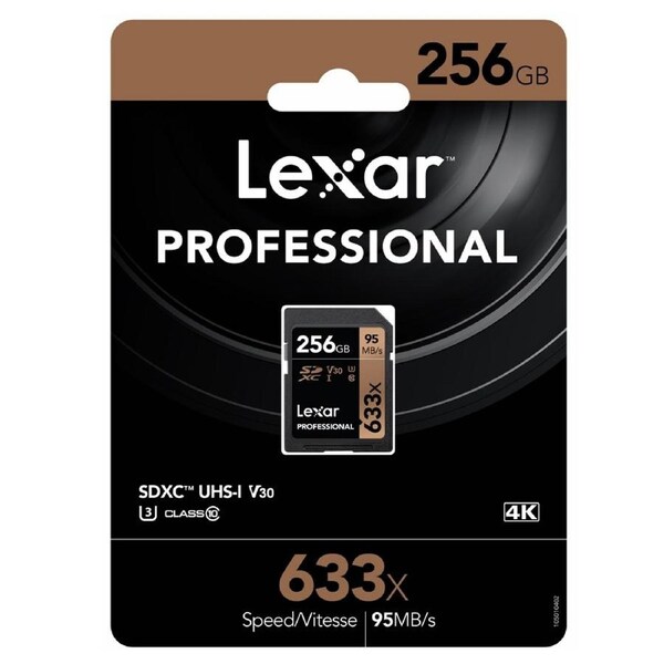 Lexar 256GB SD Card SDXC UHS-I Professional 633x Full HD Camera DSLR TF Memory Card U3 4K 95MB/s