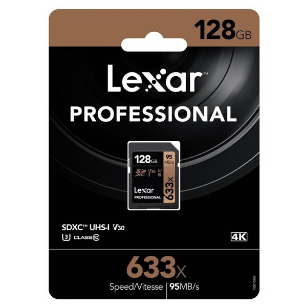 Lexar 128GB SD Card SDXC UHS-I Professional 633x Full HD Camera DSLR TF Memory Card U3 4K 95MB/s