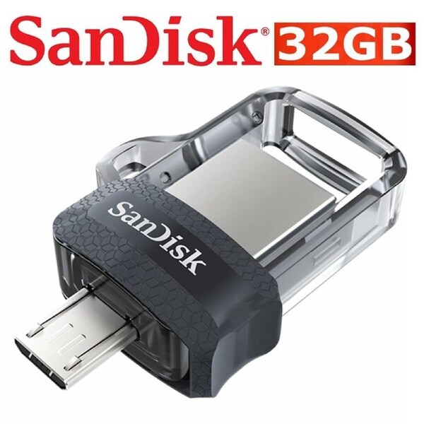 SanDisk Ultra 32GB Dual OTG Clear USB Flash Drive