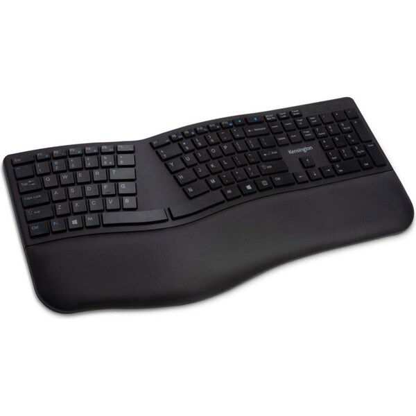 Kensington Ergonomic Dual Wireless Ergo Bluetooth Keyboard for PC/Laptop Black