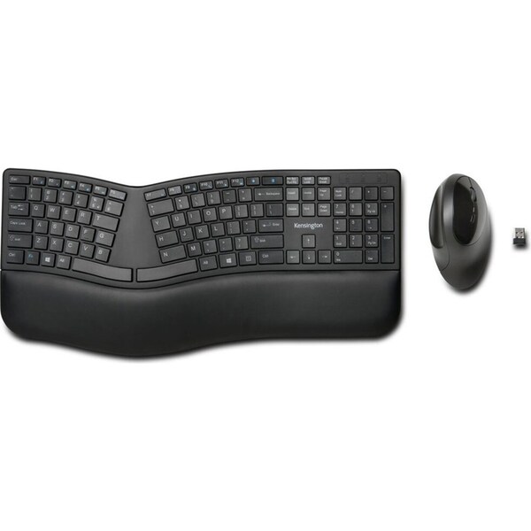Kensington Dual Wireless Ergo Keyboard & Mouse Combo Set for Desktop/PC Black