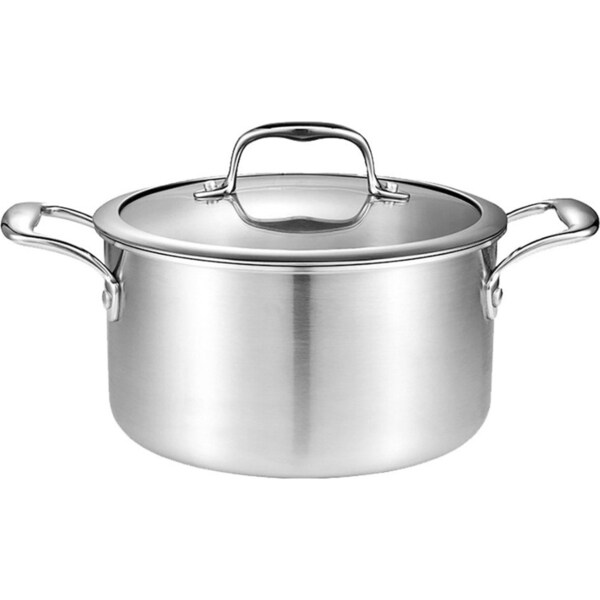 SOGA 20cm Stainless Steel Soup Pot Stock Cooking Stockpot Heavy Duty Thick Bottom with Glass Lid