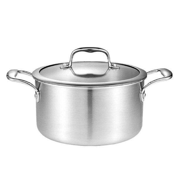 SOGA 28cm Stainless Steel Soup Pot Stock Cooking Stockpot Heavy Duty Thick Bottom with Glass Lid