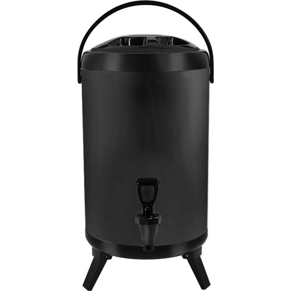 SOGA 8L Stainless Steel Insulated Milk Tea Barrel Hot and Cold Beverage Dispenser Container with Faucet Black