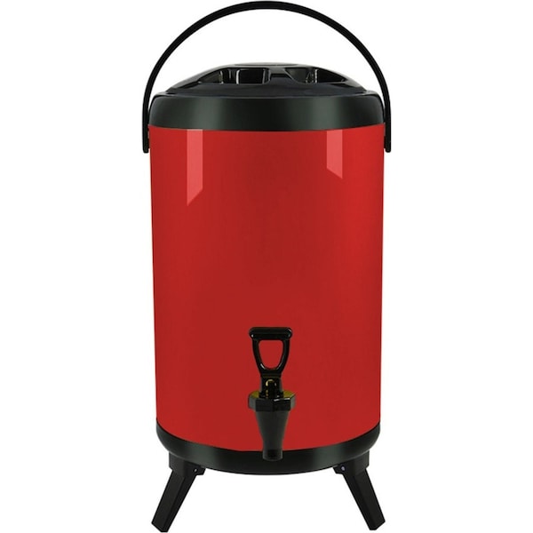 SOGA 8L Stainless Steel Insulated Milk Tea Barrel Hot and Cold Beverage Dispenser Container with Faucet Red
