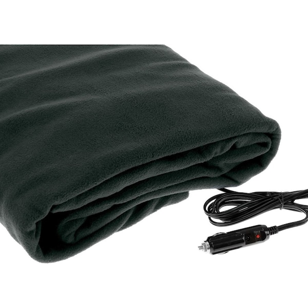 Laura Hill Heated Electric Car Blanket Travel Rug Soft Caravan Fleece Throw 12 Volt Dc Auto Black