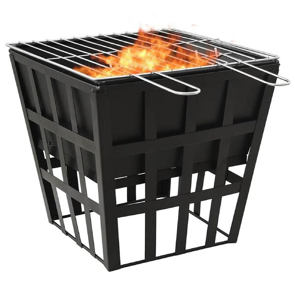2-in-1 Fire Pit and BBQ 34x34x48 cm Steel vidaXL