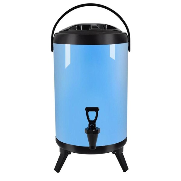 SOGA 16L Stainless Steel Insulated Milk Tea Barrel Hot and Cold Beverage Dispenser Container with Faucet Blue