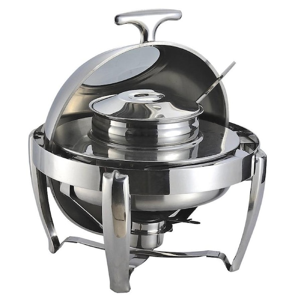 SOGA Stainless Steel Round Soup Tureen Roll Top Buffet Chafing Dish 6.5L