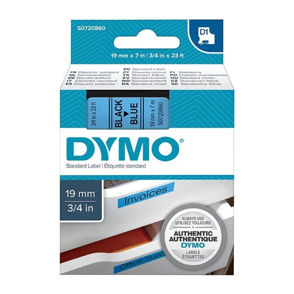 DYMO Black on Blue 19mmx7m Tape
