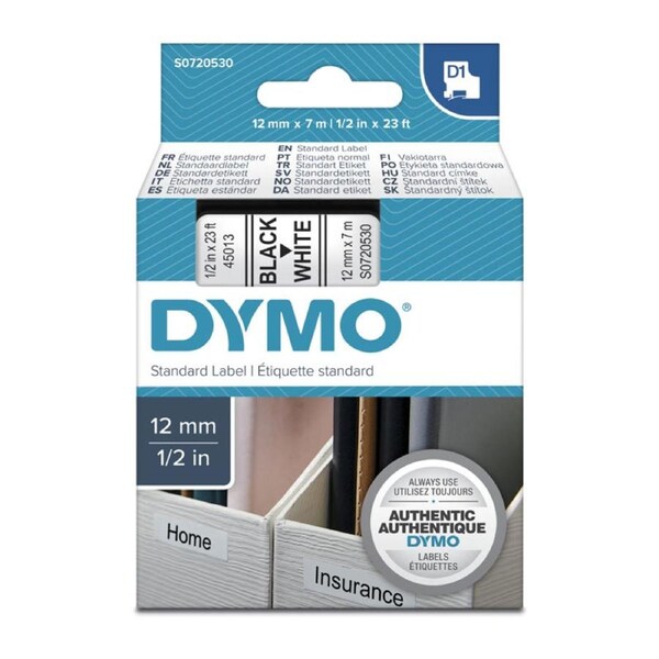 DYMO Black on White 12mmx7m Tape