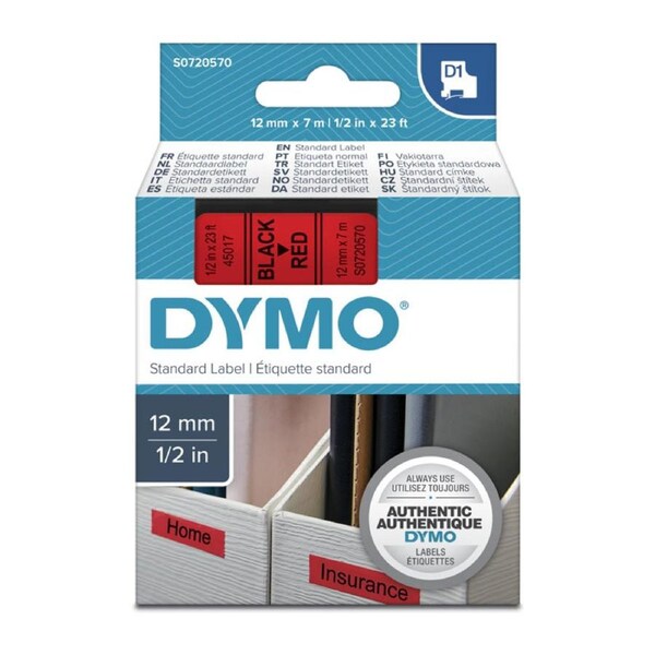 DYMO Black on Red 12mmx7m Tape