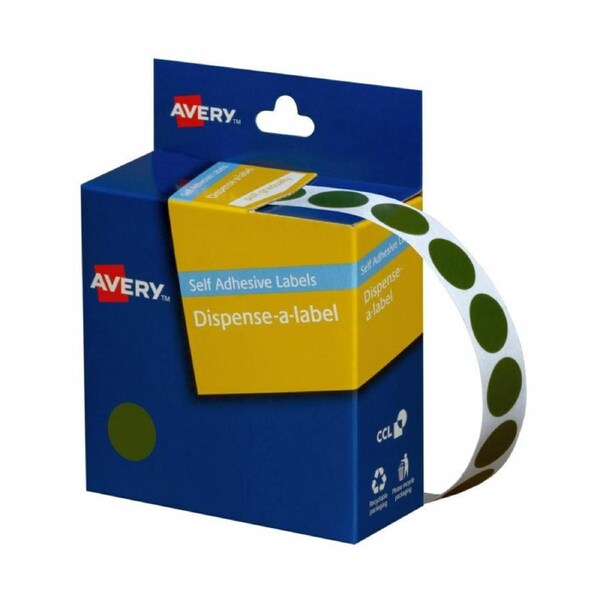 AVERY Disp 14mm Green Roll1050