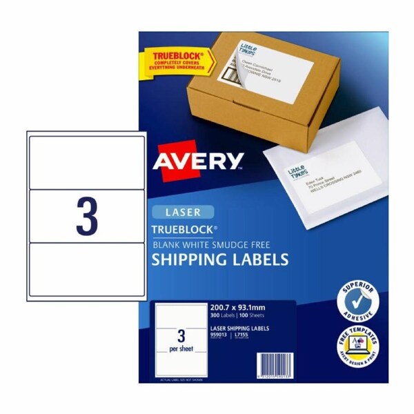 AVERY Laser Label L7155 3Up Pack of 100