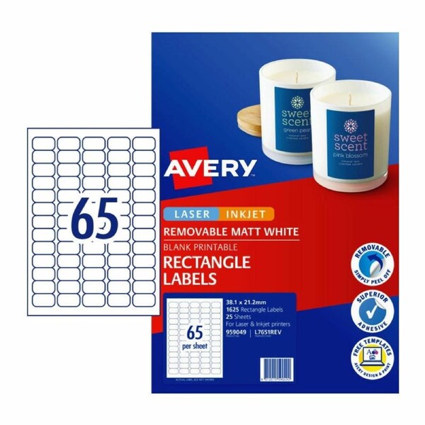 AVERY LIP Label L7651REV 65Up Pk25