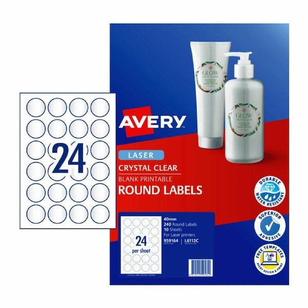 AVERY Laser Label Rd Clear 40mm Pack of 240