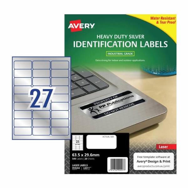 AVERY Laser Label L6011 27Up Pkt20