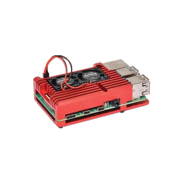 Red Dual Fan Armour Case To Suit Raspberry Pi 4