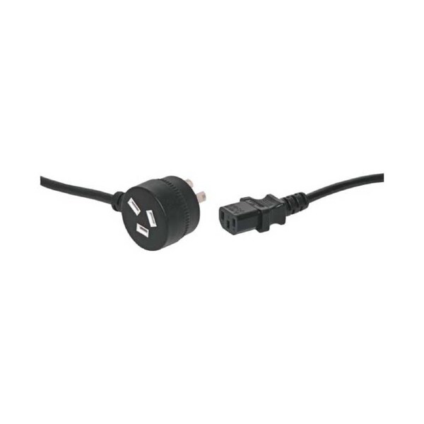 POWERTRAN 10m 3 Pin Piggyback to IEC C13 Black Extension Lead